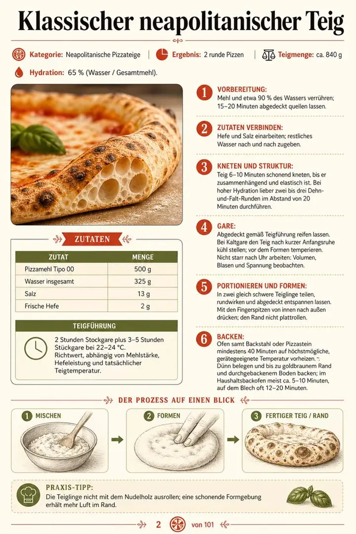 Seite 2 aus dem Rezeptbuch mit 100 illustrierten Pizzateig-Rezepten